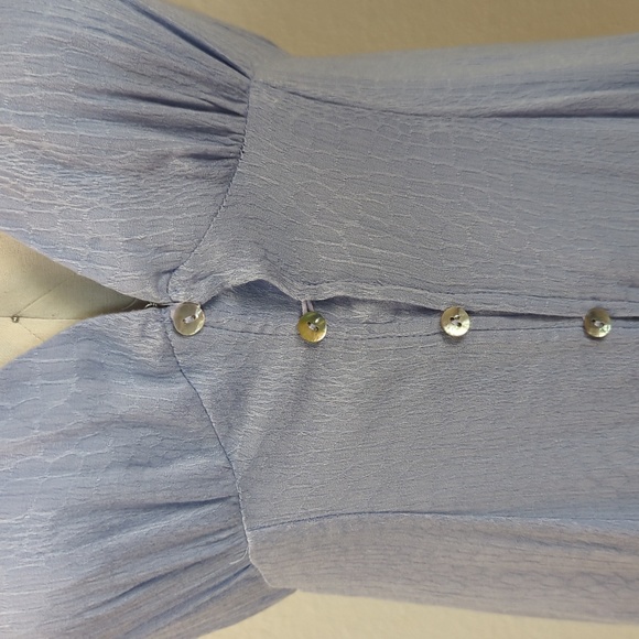 Lulus Halter V Neck Button Front Midi Dress Blue S bohemian summer casual - Picture 5 of 10